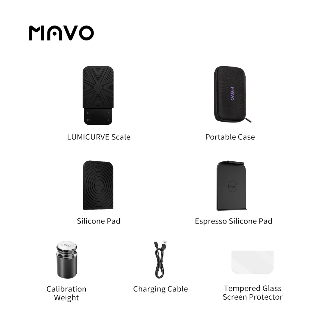 MAVO Lumicurve Smart Coffee Scale, 0.1g Precision, Espresso & Pour Over, Brewing Curve Display