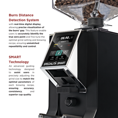 Eureka Mignon Specialita Smart Grinder - Burr Distance Sensor, Silent, Touchscreen, 55mm