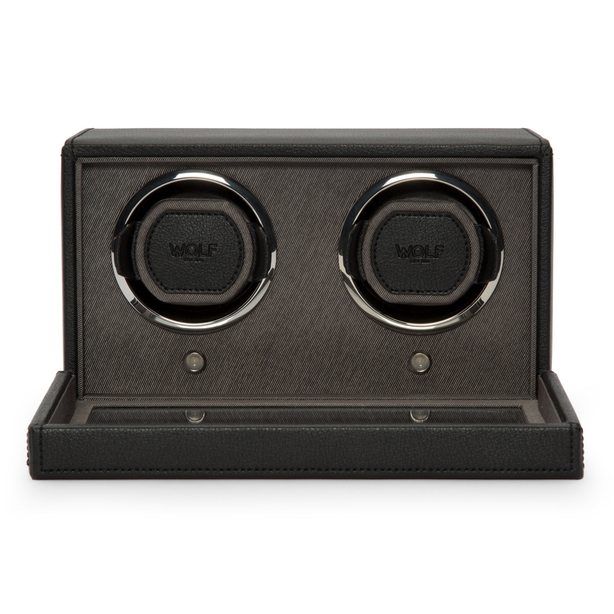 Premium Double Cub Watch Winder with Protective Cover by WOLF 1834 - Elegant Automatic Timepiece Maintenance Solution