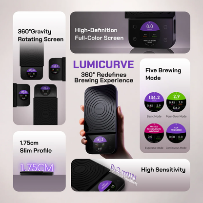 MAVO Lumicurve Smart Coffee Scale, 0.1g Precision, Espresso & Pour Over, Brewing Curve Display