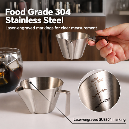 Crema Filter Espresso Measuring Cup 90ml, 304 Stainless Steel, Coffee Shot Cup