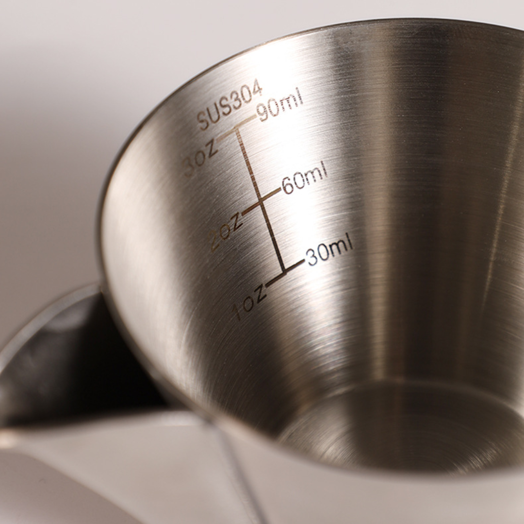 Crema Filter Espresso Measuring Cup 90ml, 304 Stainless Steel, Coffee Shot Cup