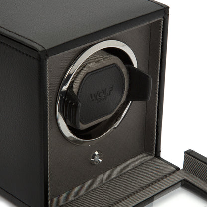 Premium Cub Watch Winder with Protective Cover by WOLF 1834 - Elegant and Efficient Automatic Watch Winding Solution