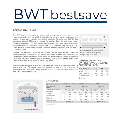BWT Bestsave S (50L) - Espresso Machine Water Tank Filter