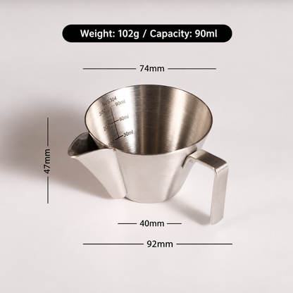 Crema Filter Espresso Measuring Cup 90ml, 304 Stainless Steel, Coffee Shot Cup
