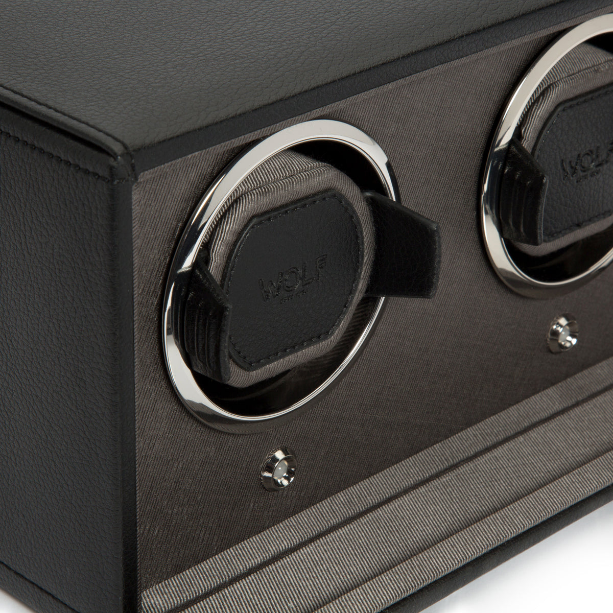 Premium Double Cub Watch Winder with Protective Cover by WOLF 1834 - Elegant Automatic Timepiece Maintenance Solution