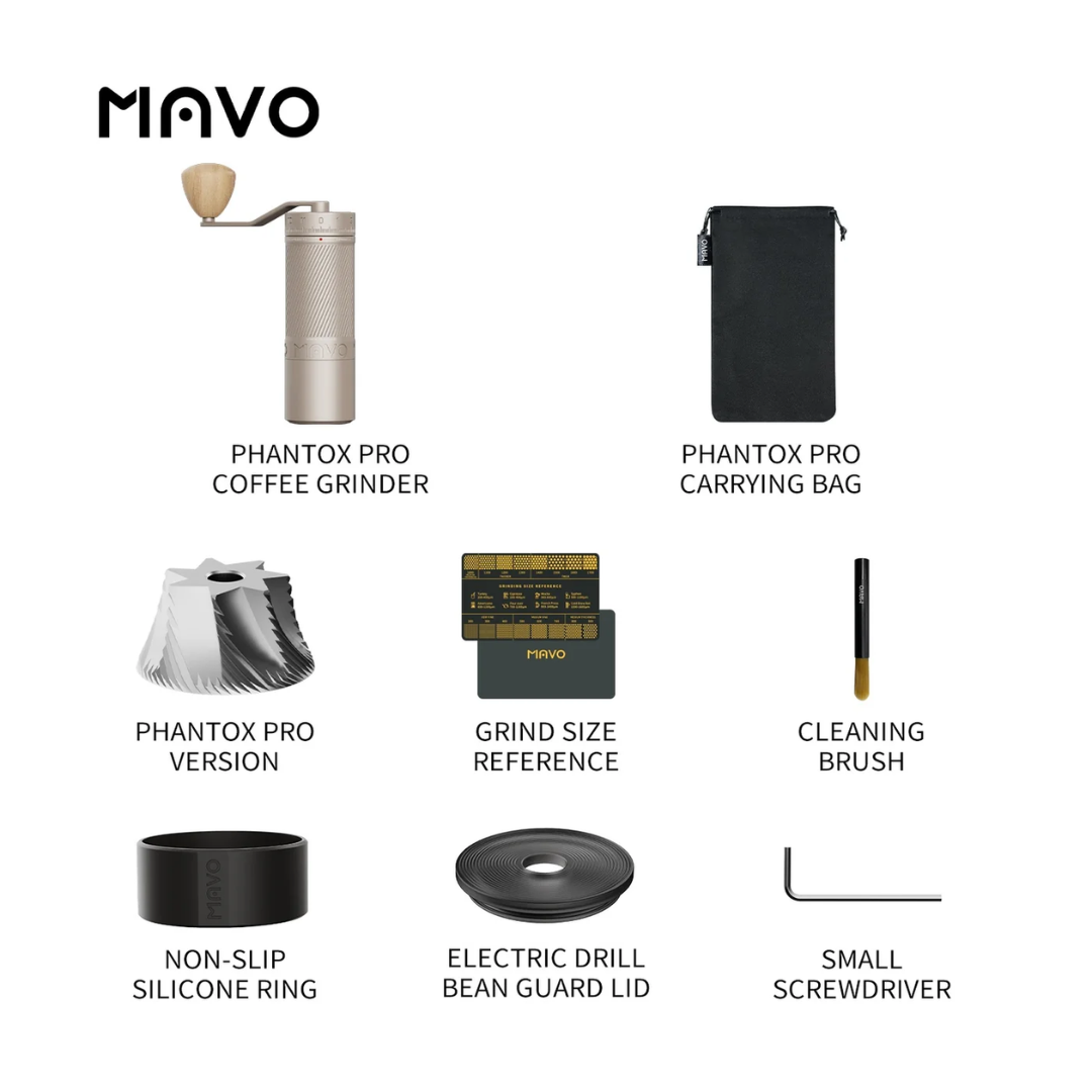 MAVO Phantox Pro Manual Coffee Grinder, 45mm Starblade Burr, Espresso & Pour Over