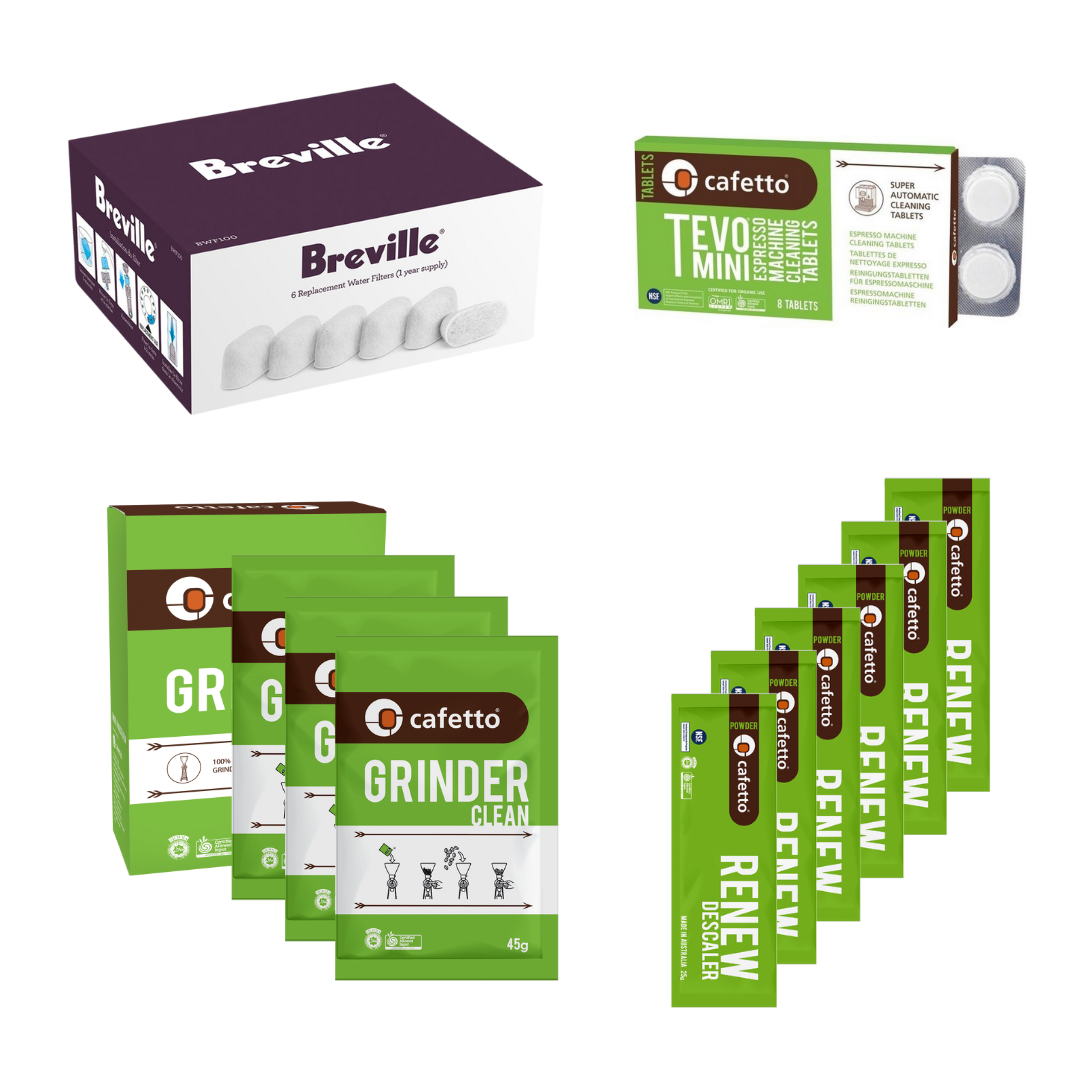 Original Breville Espresso Machine Water Filters (6 pack), 1 Year Supply, BWF100 BWF-100, Cafetto Descale, Urnex Cafiza