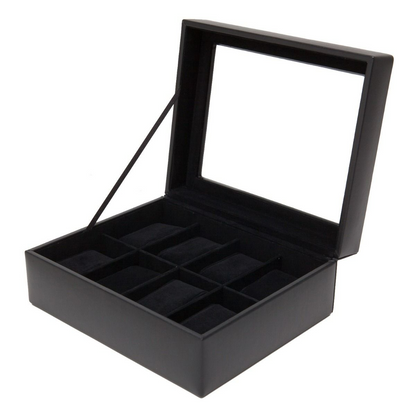 Wolf 99513 Heritage 8 Piece Watch Box, Glass Cover, Ultra Suede Lining, 55mm width