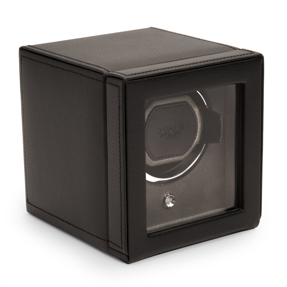 Premium Cub Watch Winder with Protective Cover by WOLF 1834 - Elegant and Efficient Automatic Watch Winding Solution