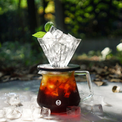 Timemore V60 Coffee Set, V60 Crystal Eye Dripper PCTG, Glass Carafe Server, Black and White, 01 and 02 Size