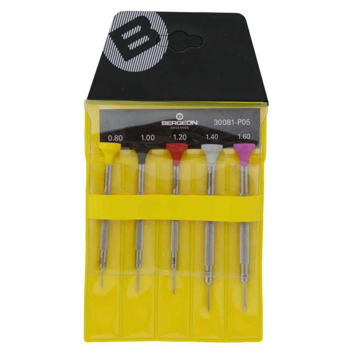 Bergeon 30081/P05 Screwdriver Set, 5 Pieces with Pouch, Stainless Steel Screwdriver for Watch Making