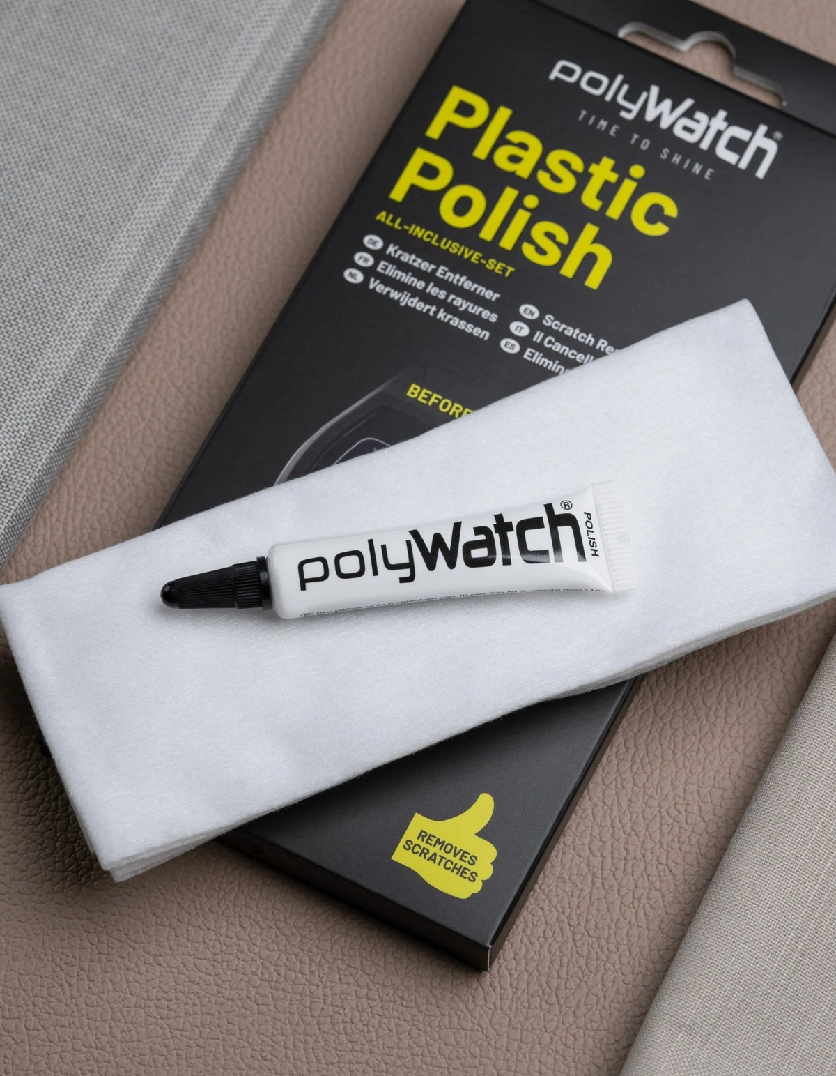 Polywatch Plastic Polish for watches, removes scratches, restore clarity, scratch remover, hesalite polishing
