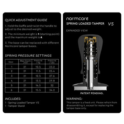 Normcore V5 Spring Loaded Tamper - Titanium Coating Base