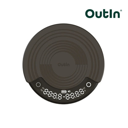 Outin Claro Smart Coffee Scale – Compact, Precise, Rechargeable with Brew Modes & Protective Case
