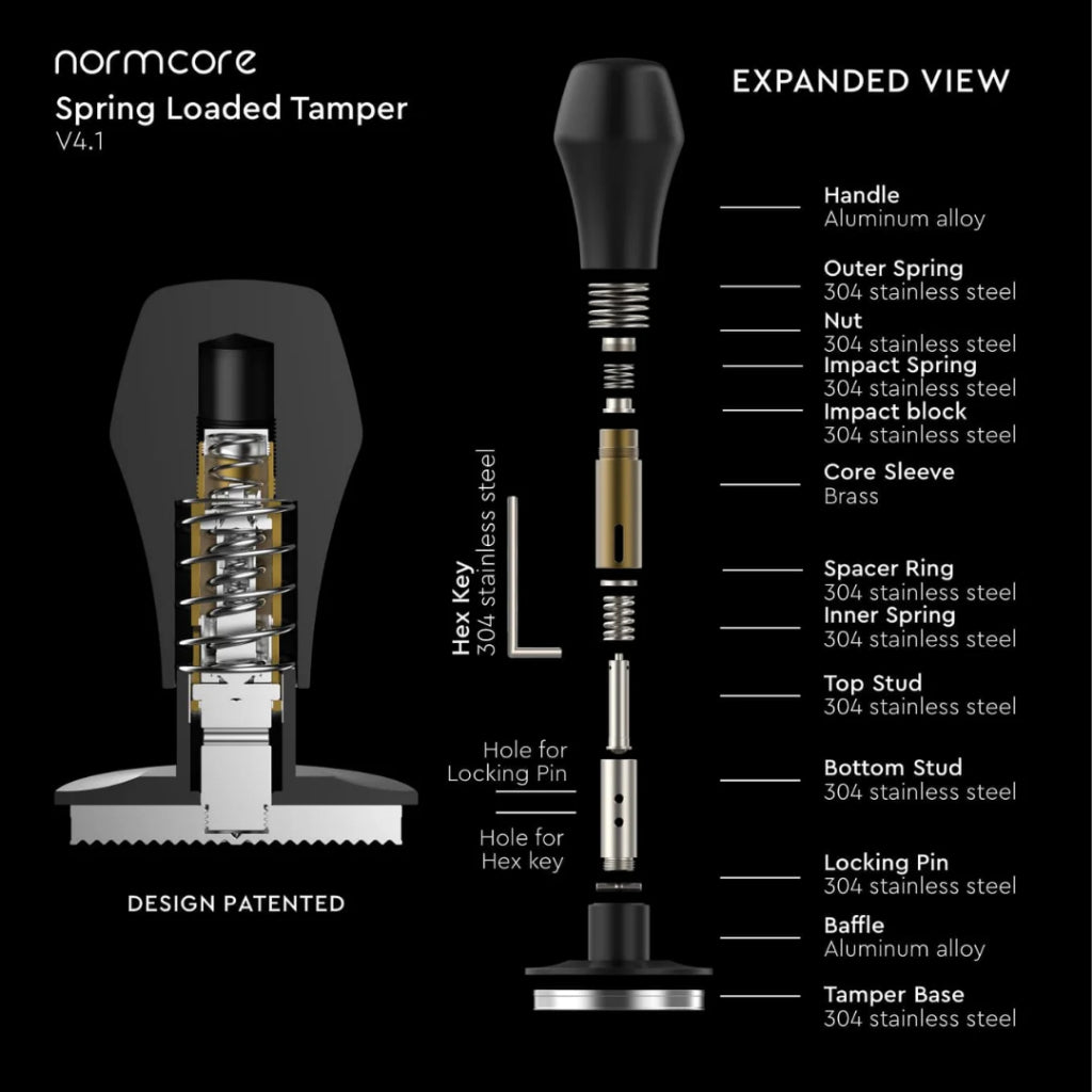 Normcore V4.1 Spring Loaded Coffee Tamper with "Click" Sound (53.3mm/58.5mm)