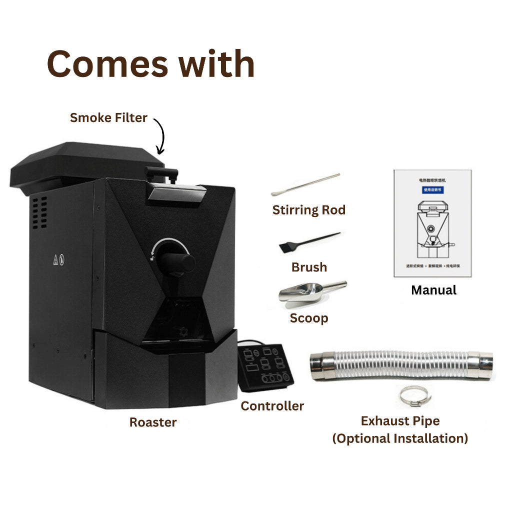 Coffee Bean Roaster Electric - 500g, Infared Heating Element, Automatic Profiles