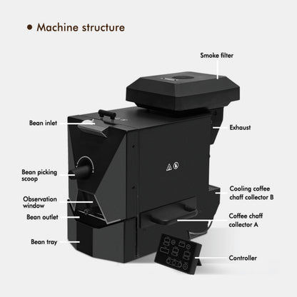Coffee Bean Roaster Electric - 500g, Infared Heating Element, Automatic Profiles