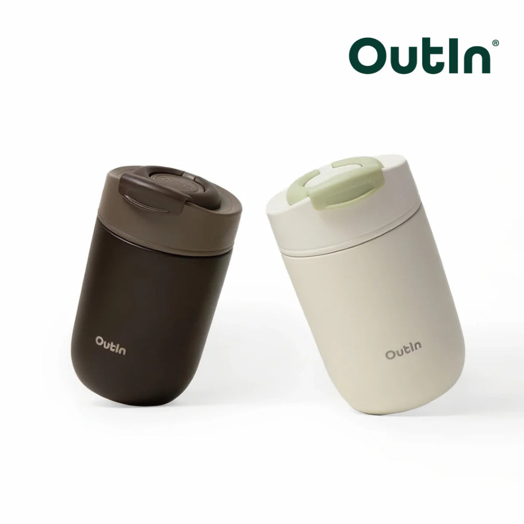 Outin Travel Tumbler 350ml - 316L Stainless Steel, Vacuum Insulated, Hot & Cold Bottle