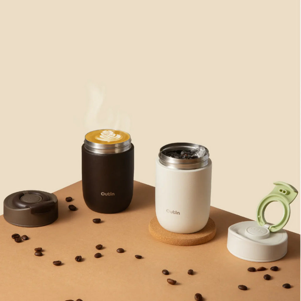 Outin Travel Tumbler 350ml - 316L Stainless Steel, Vacuum Insulated, Hot & Cold Bottle