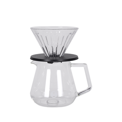 Timemore V60 Coffee Set, V60 Crystal Eye Dripper PCTG, Glass Carafe Server, Black and White, 01 and 02 Size