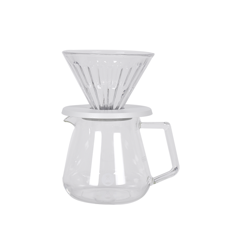 Timemore V60 Coffee Set, V60 Crystal Eye Dripper PCTG, Glass Carafe Server, Black and White, 01 and 02 Size