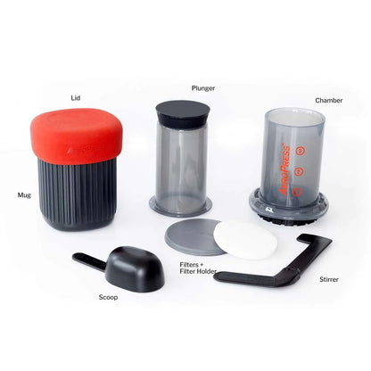 AeroPress® Go Coffee Maker, Portable Travel Coffee Press, 1-3 Cups - Makes Delicious Coffee, Espresso and Cold Brew in 1 Minute - Watch&Puck