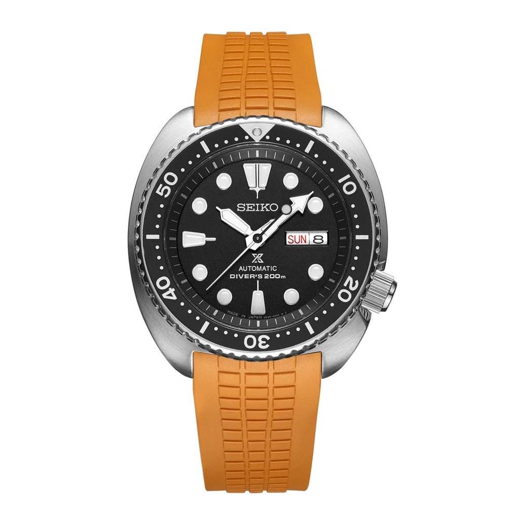 Crafter Blue Curved End Rubber Strap For Seiko Turtle (CB12) - Watch&Puck