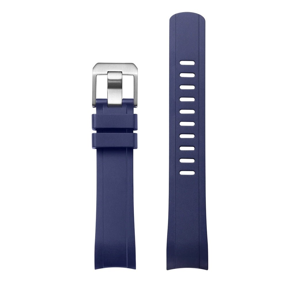 Crafter Blue Curved End Rubber Strap, RX01 model, Submariner, GMT Master I II, Explorer, Sea Dweller, - Watch&Puck