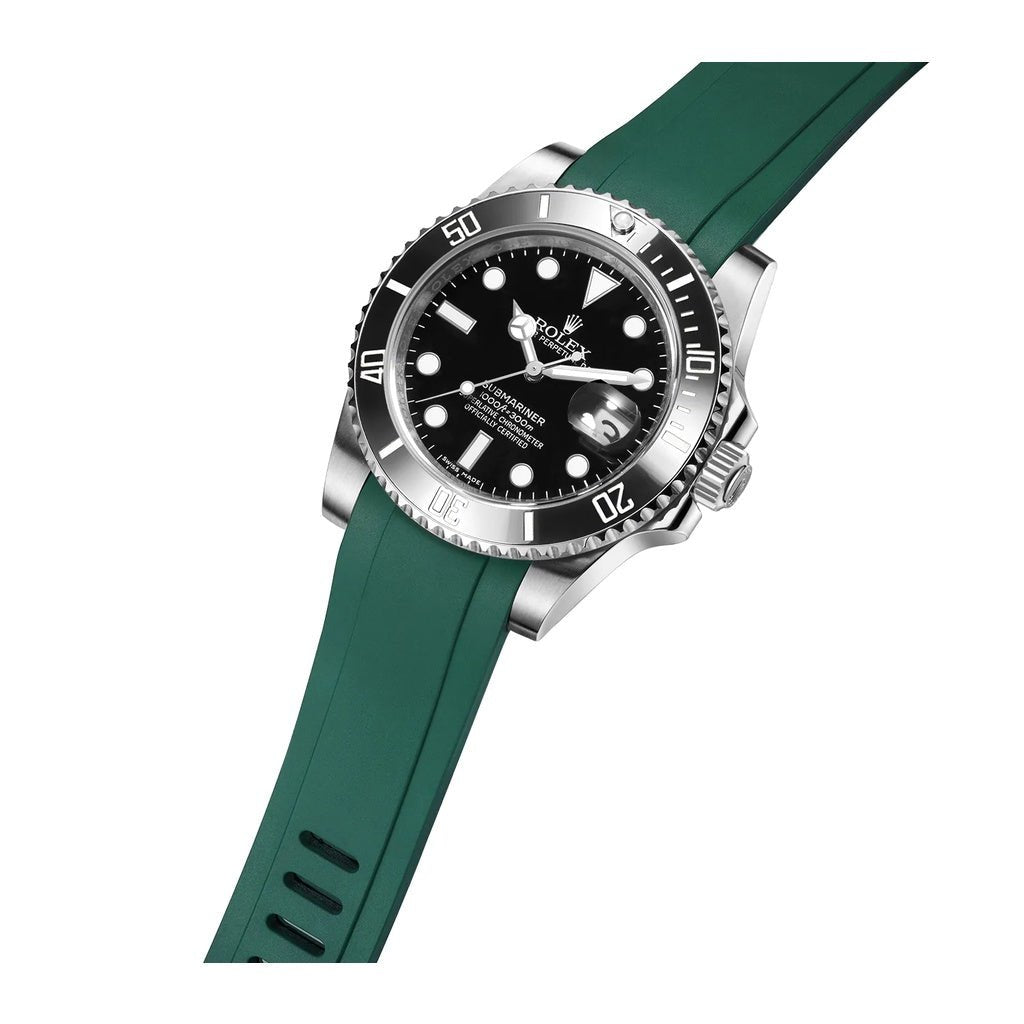 Crafter Blue Curved End Rubber Strap, RX01 model, Submariner, GMT Master I II, Explorer, Sea Dweller, - Watch&Puck