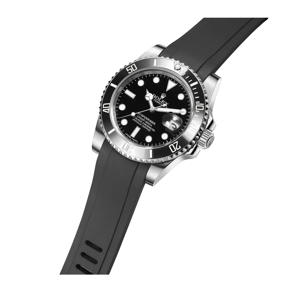 Crafter Blue Curved End Rubber Strap, RX01 model, Submariner, GMT Master I II, Explorer, Sea Dweller, - Watch&Puck