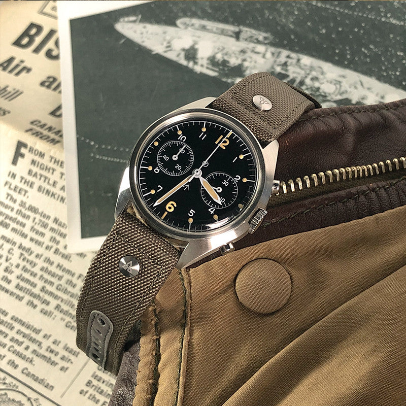 Haveston AAF Series Canvas Watch Strap, 20mm, woven nylon, engraved rivet, quick detach springbars, and soft underliner