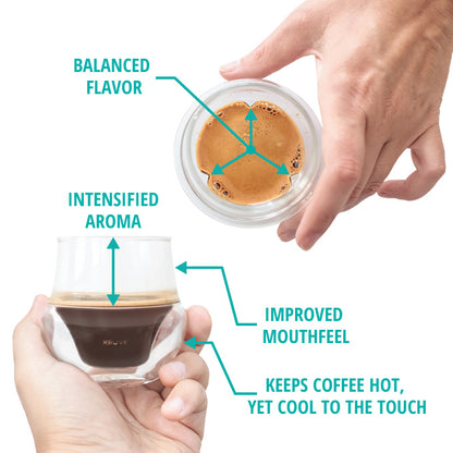 Kruve PROPEL Espresso Glass Set, 75ml, Double-walled Construction, Circulate Rich Aroma, Hand-blown Borosilicate Glass