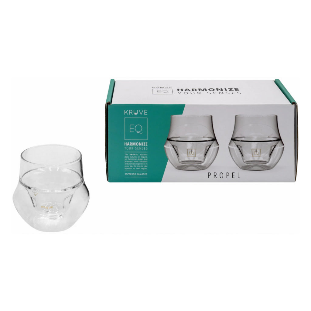 Kruve PROPEL Espresso Glass Set, 75ml, Double-walled Construction, Circulate Rich Aroma, Hand-blown Borosilicate Glass