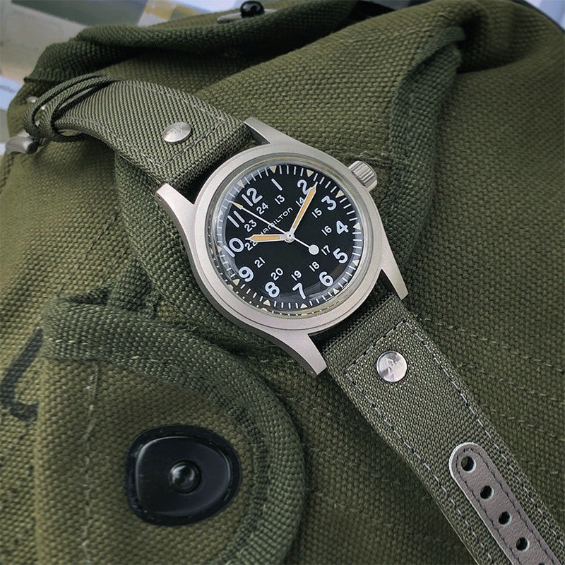Haveston AAF Series Canvas Watch Strap, 20mm, woven nylon, engraved rivet, quick detach springbars, and soft underliner