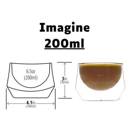 Kruve IMAGINE Milk Glass for Coffee Latte Art, Cappuccino, Insulated Double Wall, Hand-blown borosilicate glass