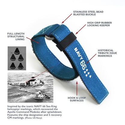 Haveston HAV-IVA Series Nylon Watch Strap, 20mm, 22mm, Dense weave nylon/ hook & loop, Stainless Steel Bead Blasted Hoop