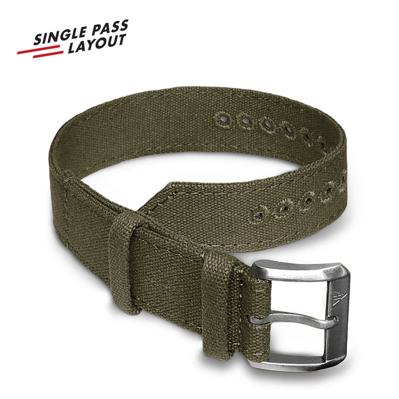 Haveston Corp. Canvas Series Watch Strap, 20mm, 22mm, Heavy weave Cotton Canvas, Stainless Steel Buckle
