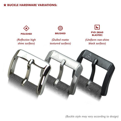 Haveston Corp. Canvas Series Watch Strap, 20mm, 22mm, Heavy weave Cotton Canvas, Stainless Steel Buckle
